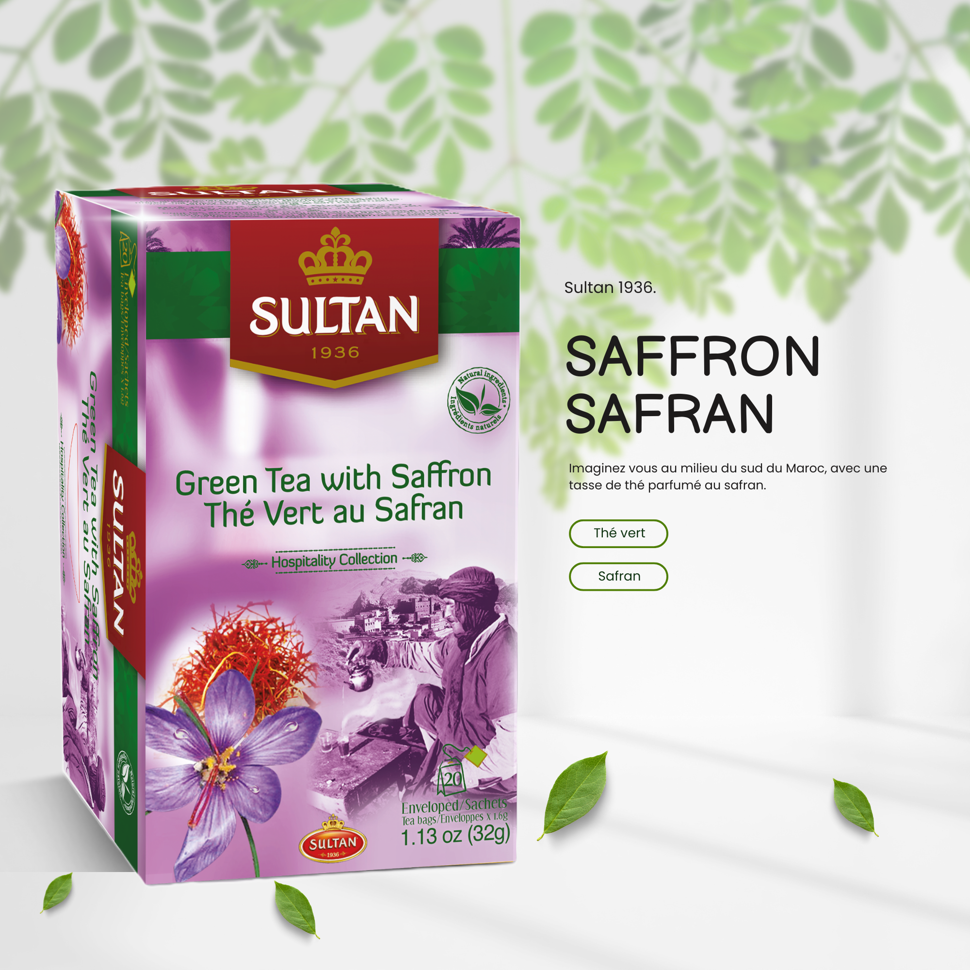 Green Tea with Saffron - in tea bags