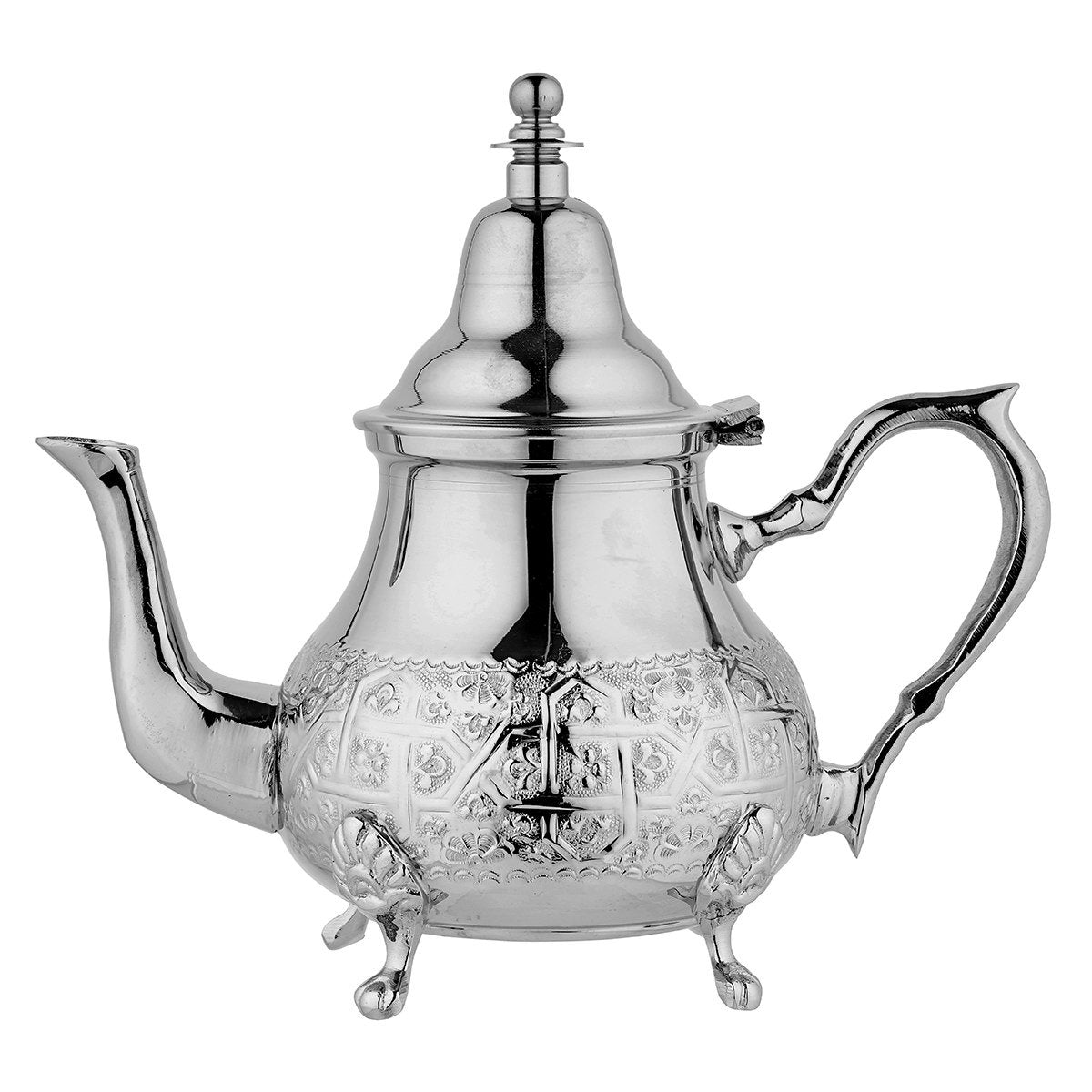 Kleine traditionell gravierte marokkanische Silber-Teekanne